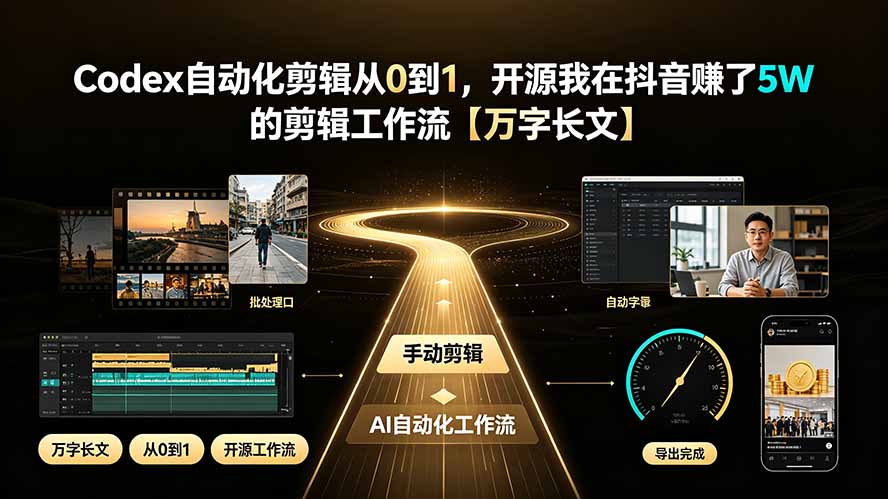 Codex自动化剪辑从0到1，开源我在抖音赚了5W 的剪辑工作流【万字长文】-迦哆网创社