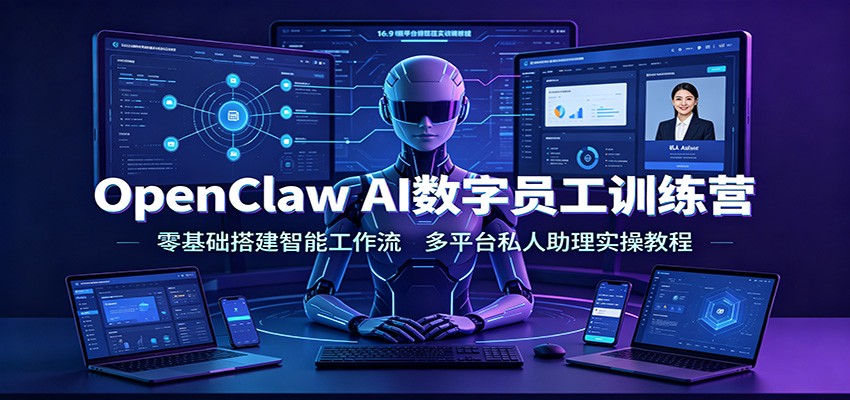 OpenClaw AI数字员工训练营：零基础搭建智能工作流，多平台私人助理实操教程-迦哆网创社