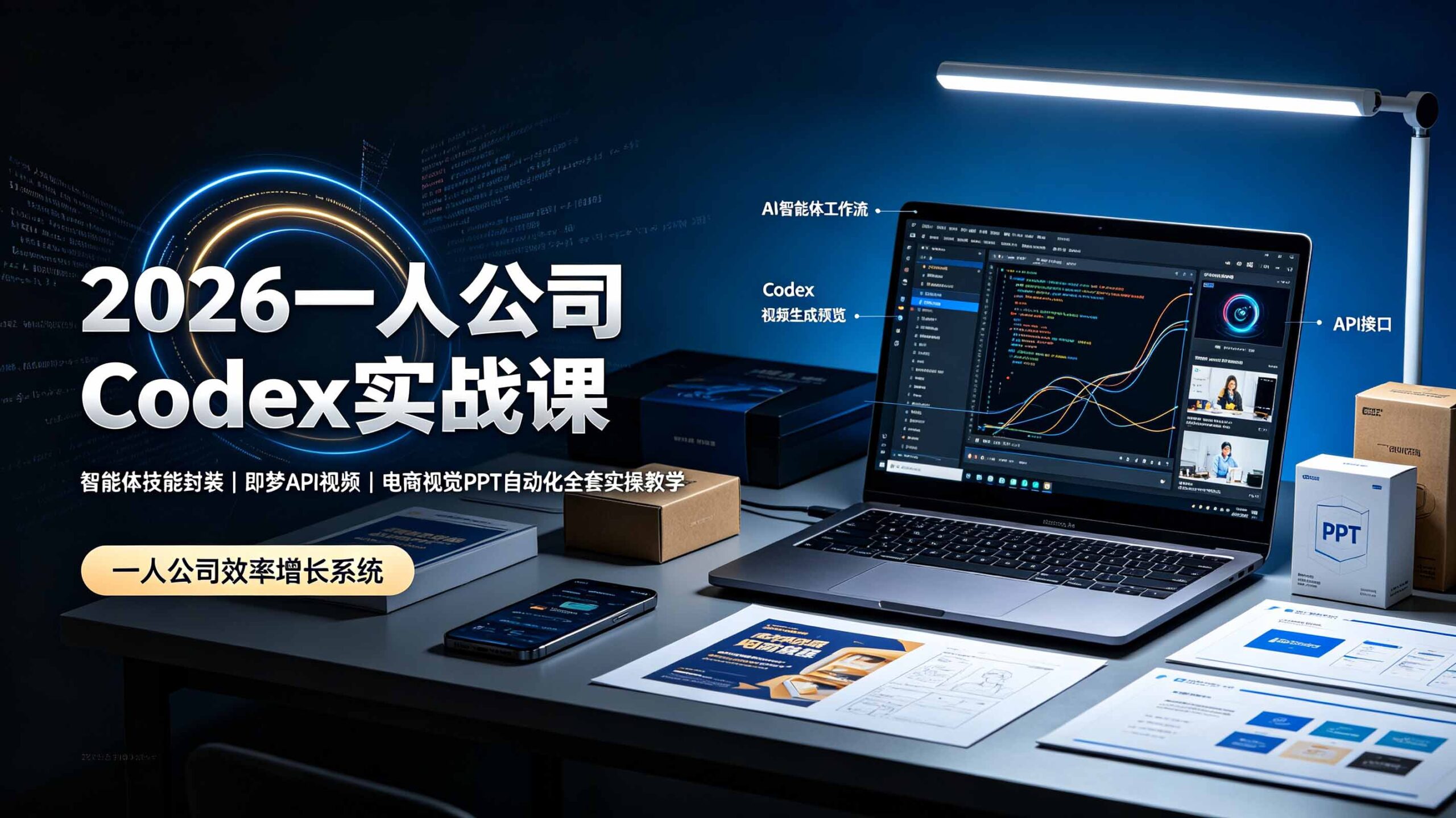 2026一人公司Codex实战课◆智能体技能封装｜即梦API视频｜电商视觉PPT自动化全套实操教学-迦哆网创社