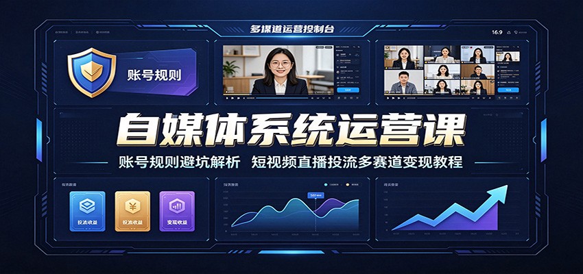 自媒体系统运营课：账号规则避坑解析，短视频直播投流多赛道变现教程-迦哆网创社