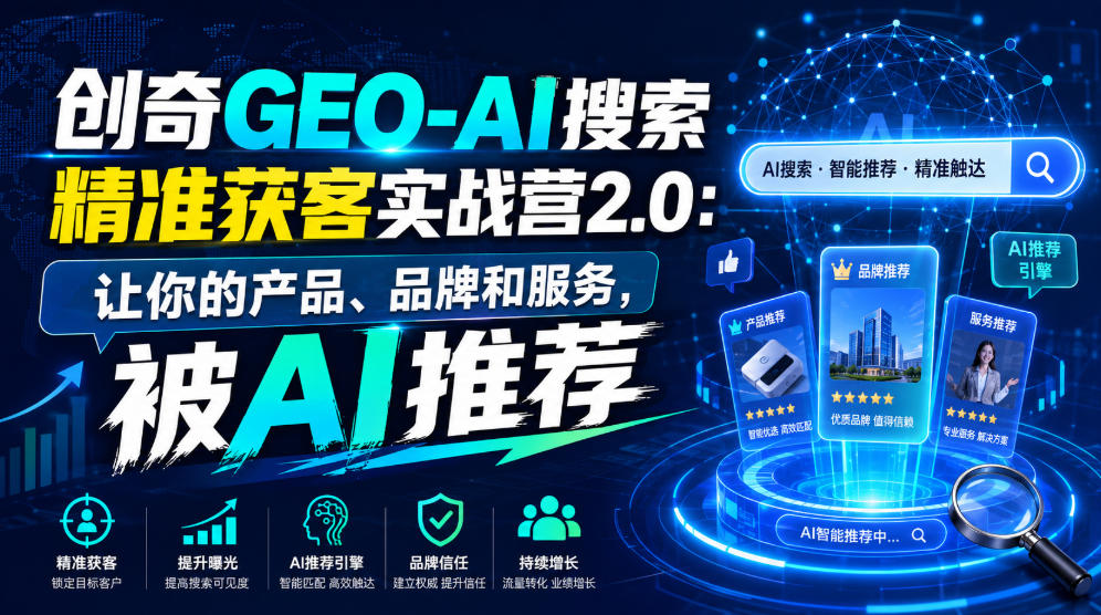创奇GEO-AI搜索精准获客实战营2.0：让你的产品、品牌和服务，被AI推荐-迦哆网创社