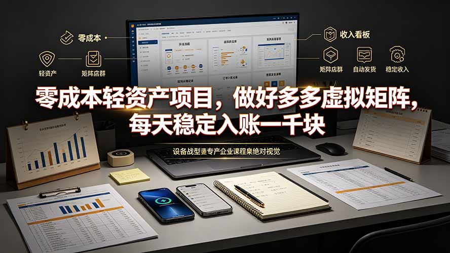 零成本轻资产项目，做好多多虚拟矩阵，每天稳定入账一千块-迦哆网创社