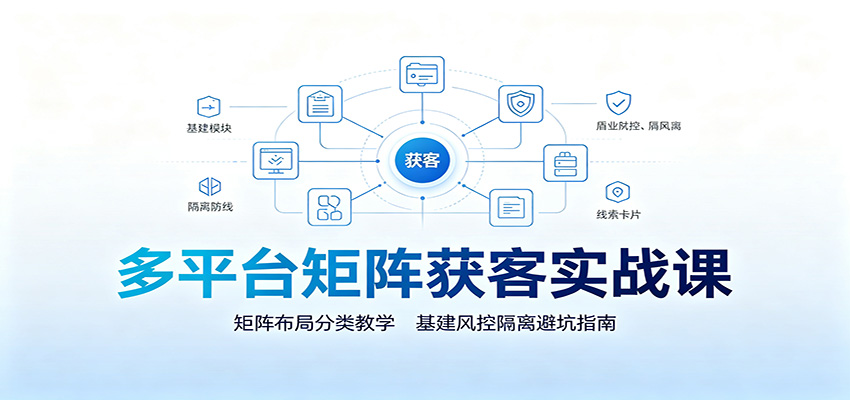 多平台矩阵获客实战课：矩阵布局分类教学，基建风控隔离避坑指南-迦哆网创社