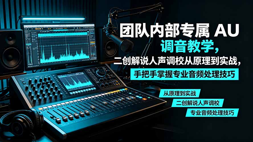 某大佬团队内部专属 AU 调音教学，二创解说人声调校从原理到实战，手把手掌握专业音频处理技巧-迦哆网创社