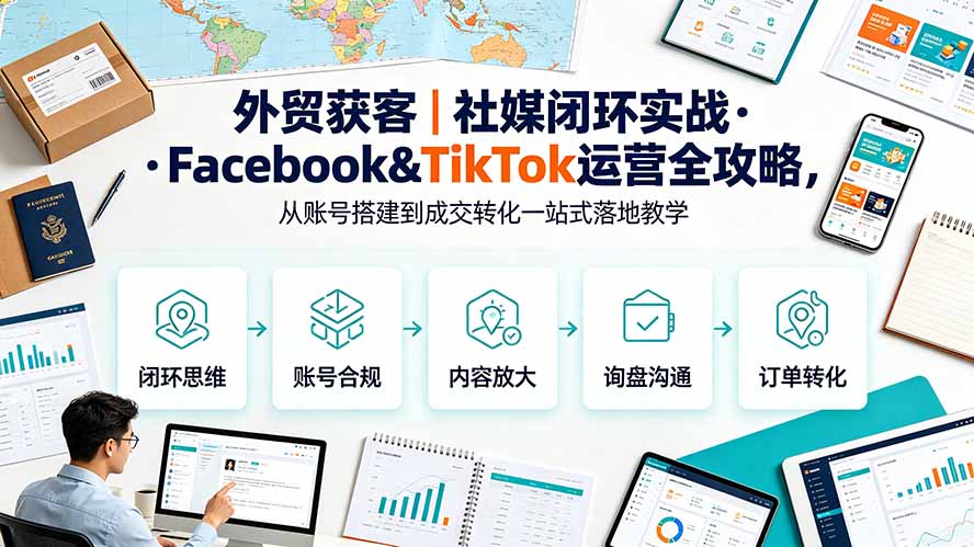 外贸获客｜社媒闭环实战·Facebook&TikTok运营全攻略，从账号搭建到成交转化一站式落地教学-迦哆网创社