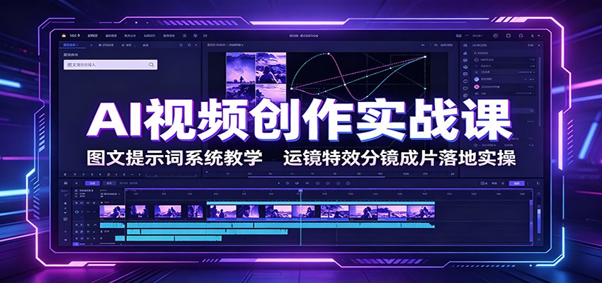 AI视频创作实战课：图文提示词系统教学，运镜特效分镜成片落地实操-迦哆网创社