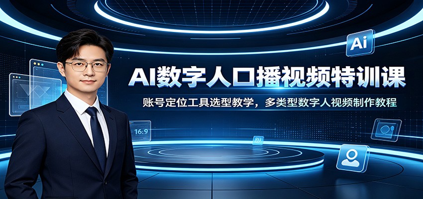 AI数字人口播视频特训课：账号定位工具选型教学，多类型数字人视频制作教程-迦哆网创社