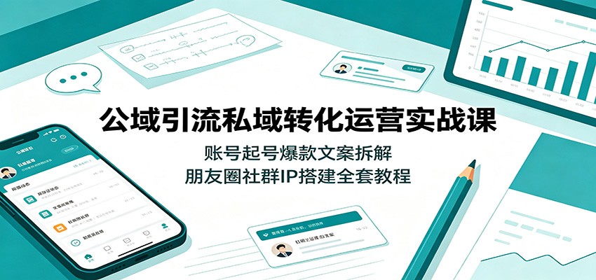 公域引流私域转化运营实战课：账号起号爆款文案拆解，朋友圈社群IP搭建全套教程-迦哆网创社