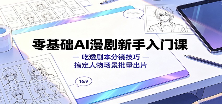 零基础AI漫剧新手入门课：吃透剧本分镜技巧，搞定人物场景批量出片-迦哆网创社