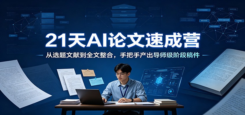 21天AI论文速成营：从选题文献到全文整合，手把手产出导师级阶段稿件-迦哆网创社