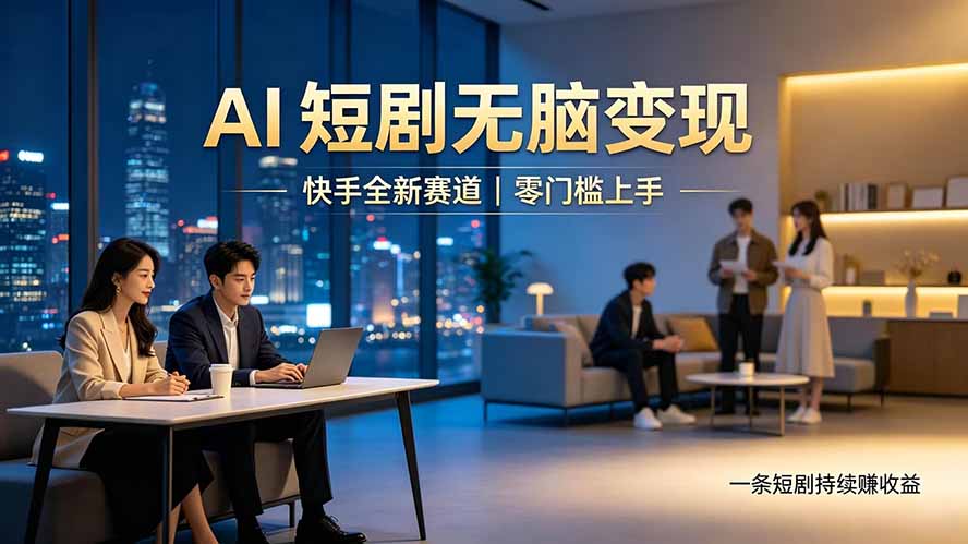 别乱找副业了，快手 AI 短剧零门槛长久被动增收-迦哆网创社