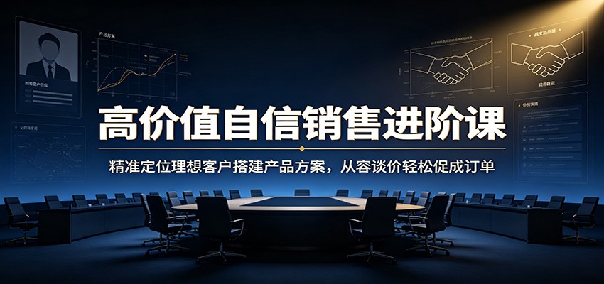 高价值自信销售进阶课：精准定位理想客户搭建产品方案，从容谈价轻松促成订单-迦哆网创社