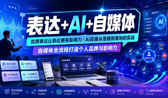 表达+AI+自媒体,优质表达让表达更有影响力|AI实操从思路到落地的实战|自媒体全流程打造个人品牌与影响力