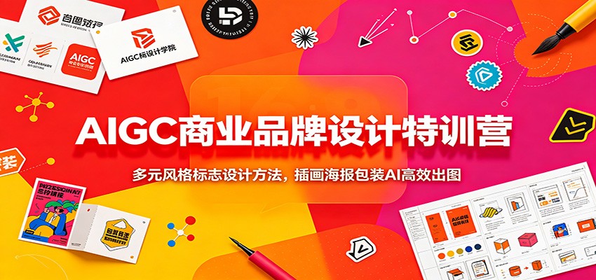 AIGC商业品牌设计特训营：多元风格标志设计方法，插画海报包装AI高效出图-迦哆网创社