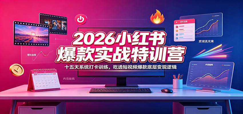 2026小红书爆款实战特训营：十五天系统打卡训练，吃透短视频爆款底层变现逻辑-迦哆网创社