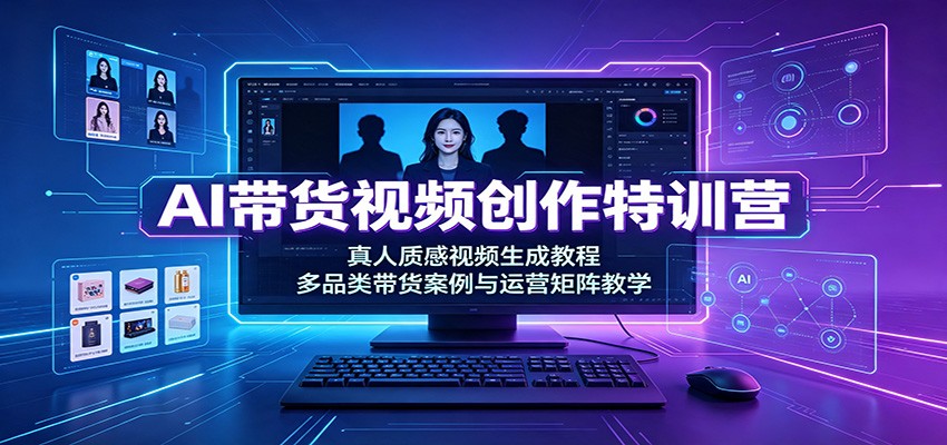 AI带货视频创作特训营:真人质感视频生成教程,多品类带货案例与运营矩阵教学-迦哆网创社