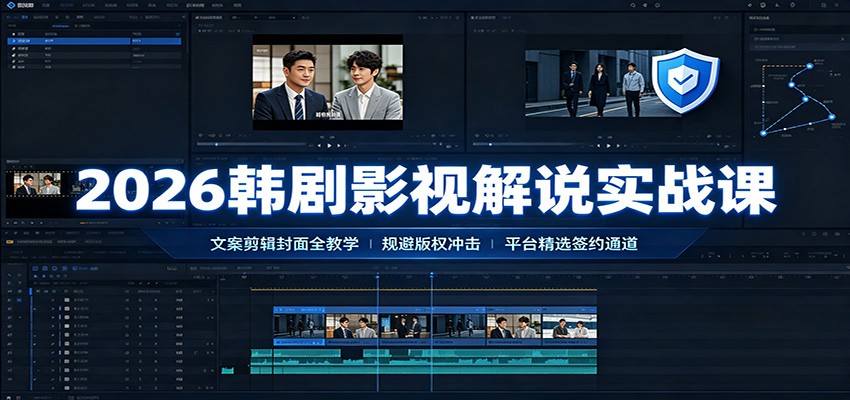 2026韩剧影视解说实战课:文案剪辑封面全教学,规避版权冲击平台精选签约通道-迦哆网创社