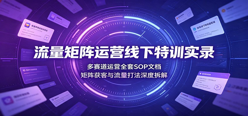 流量矩阵运营线下特训实录：多赛道运营全套SOP文档，矩阵获客与流量打法深度拆解-迦哆网创社