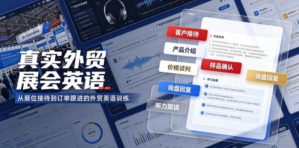 真实外贸展会英语，广交会外贸口语听力突击课程【音频】-迦哆网创社