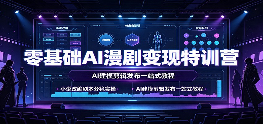零基础AI漫剧变现特训营：小说改编剧本分镜实操，AI建模剪辑发布一站式教程-迦哆网创社