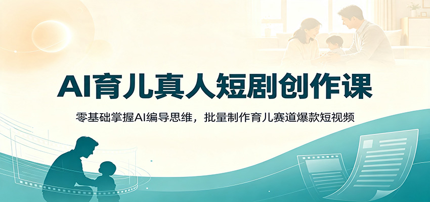 AI育儿真人短剧创作课：零基础掌握AI编导思维，批量制作育儿赛道爆款短视频-迦哆网创社
