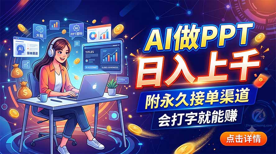 AI做PPT日入上千，附永久接单渠道，会打字就能赚-迦哆网创社