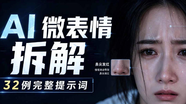 AI微表情拆解提示词合集，精准调控AI角色表情，可直接复用，0基础也能调出影视级表情变化-迦哆网创社