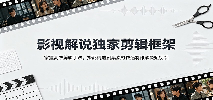 影视解说独家剪辑框架：掌握高效剪辑手法，搭配精选剧集素材快速制作解说短视频-迦哆网创社