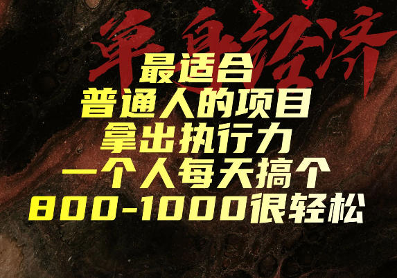 最适合普通人的项目,拿出执行力一个人每天搞个800-1k很轻松【揭秘】-迦哆网创社