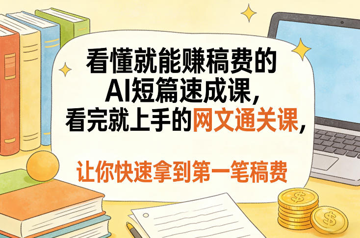 看懂就能賺稿费的AI短篇速成课，看完就上手的网文通关课，让你快速拿到第一笔稿费(更新8月)-迦哆网创社