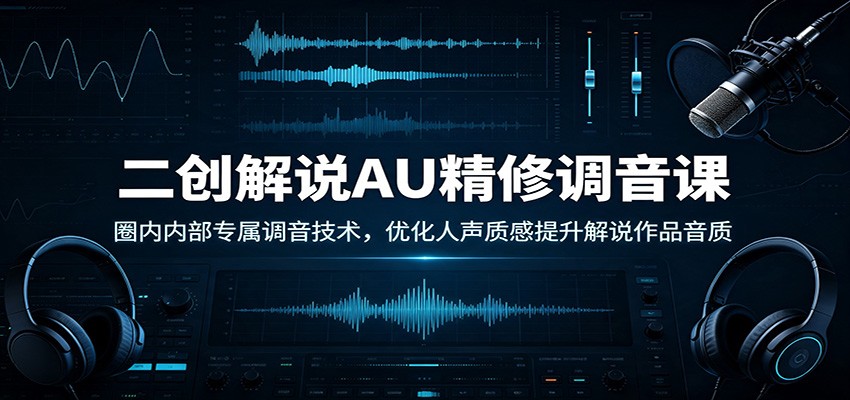 二创解说AU精修调音课：圈内内部专属调音技术，优化人声质感提升解说作品音质-迦哆网创社