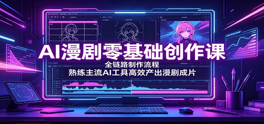 AI漫剧零基础创作课：全链路制作流程，熟练主流AI工具高效产出漫剧成片-迦哆网创社