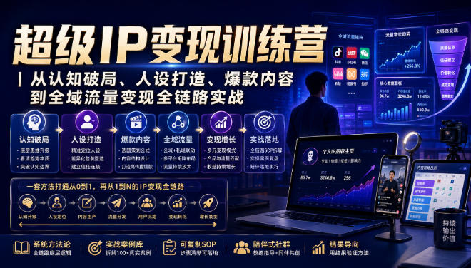 超级IP变现训练营|从认知破局、人设打造、爆款内容到全域流量变现全链路实战-迦哆网创社