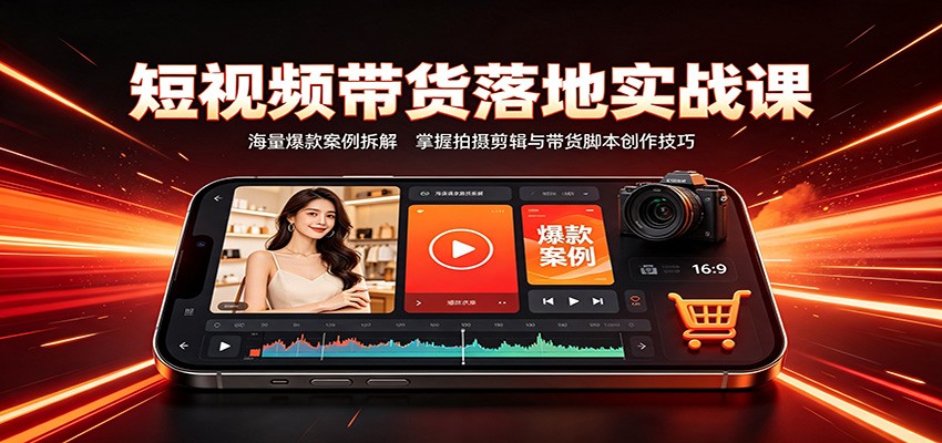 短视频带货落地实战课：海量爆款案例拆解，掌握拍摄剪辑与带货脚本创作技巧-迦哆网创社