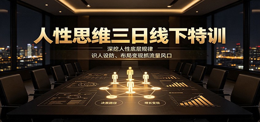 人性思维三日线下特训:深挖人性底层规律,识人设防、布局变现抓流量风口-迦哆网创社