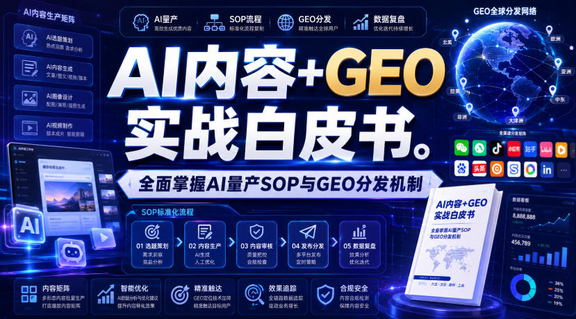 AI内容+GEO实战白皮书，全面掌握AI量产SOP与GEO分发机制【文档】-迦哆网创社