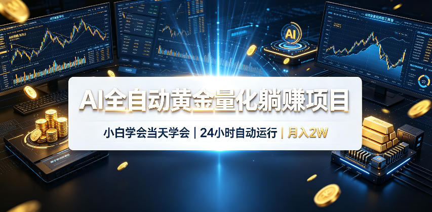 AI全自动黄金量化躺賺项目,24小时自动运行,月入2W!-迦哆网创社