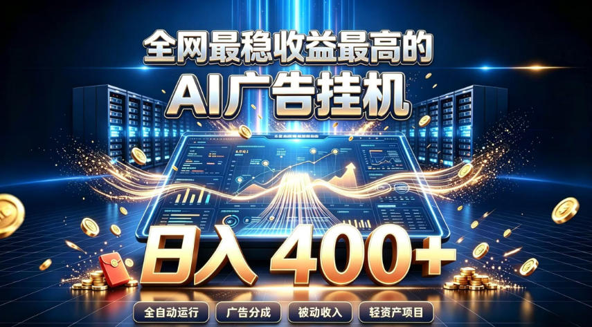 全网最稳收益最高的AI智能广告挂G项目,日入400+,真正的躺賺项目【揭秘】-迦哆网创社