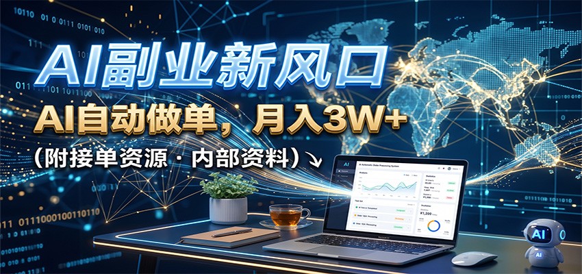 AI副业新风口,AI自动做单,月入3W+,附接单资源-迦哆网创社