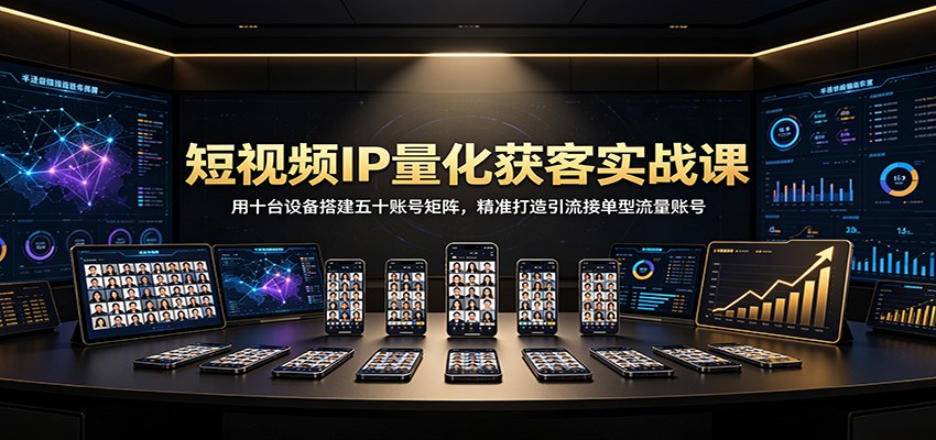 短视频IP量化获客实战课：用十台设备搭建五十账号矩阵，精准打造引流接单型流量账号-迦哆网创社