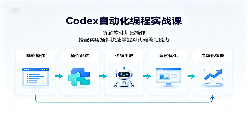 Codex自动化编程实战课：拆解软件基础操作，搭配实用插件快速掌握AI代码编写能力-迦哆网创社