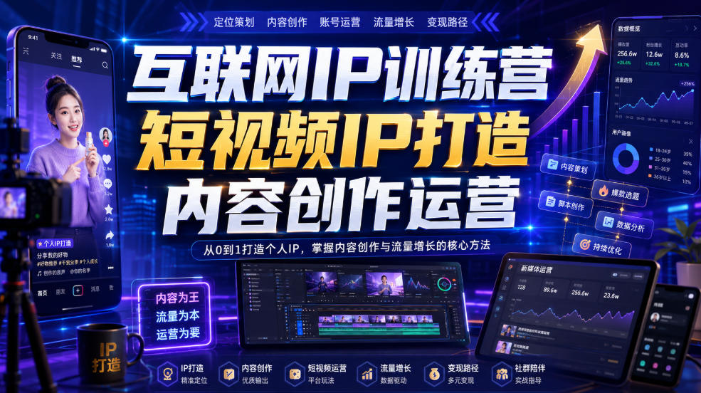 互联网IP训练营,短视频IP打造,内容创作运营-迦哆网创社