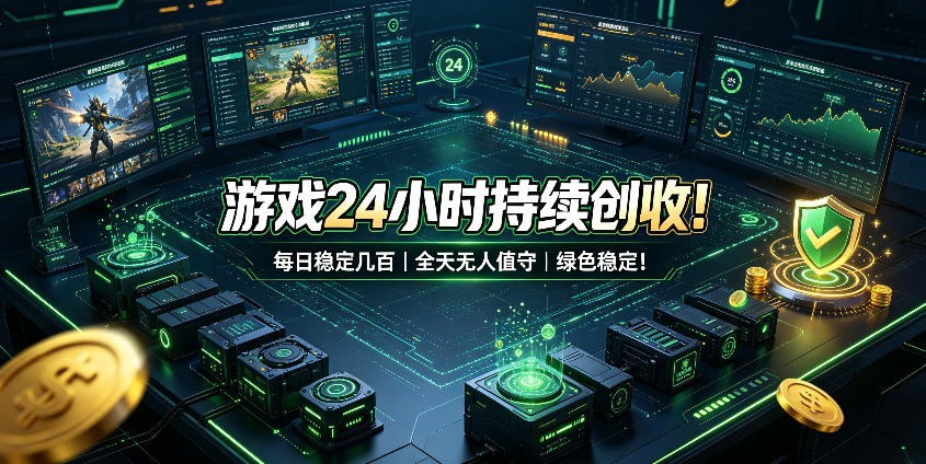游戏24小时持续创收!每日稳定几百,全天无人值守,绿色稳定!【揭秘】-迦哆网创社