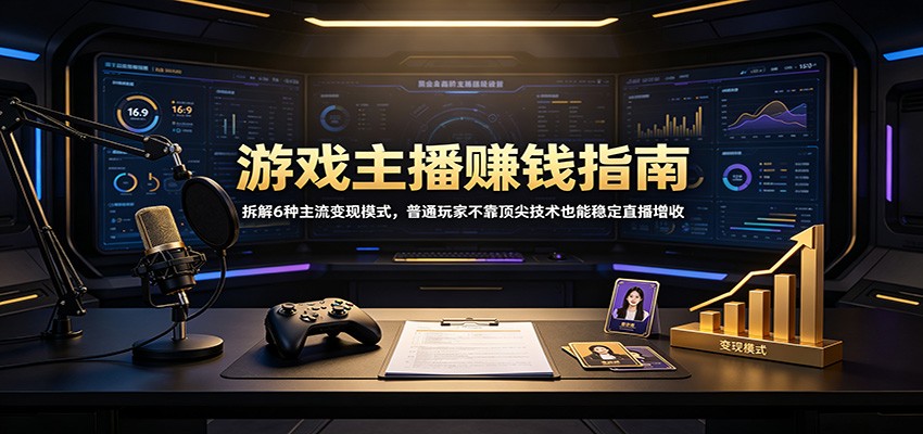 游戏主播赚钱指南：拆解6种主流变现模式，普通玩家不靠顶尖技术也能稳定直播增收-迦哆网创社
