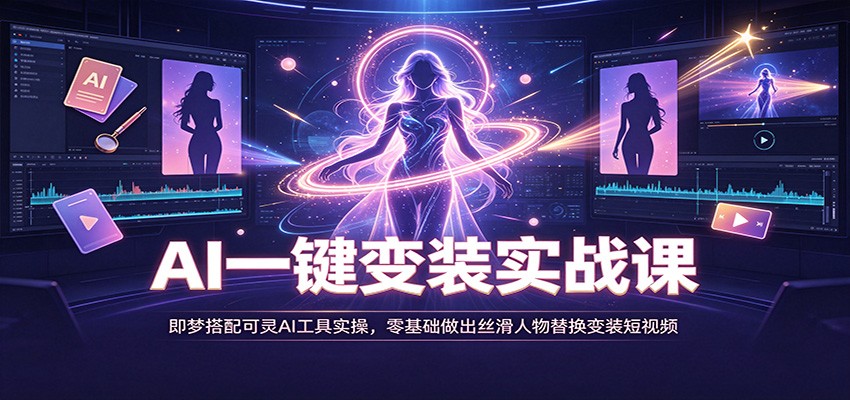 AI一键变装实战课:即梦搭配可灵AI工具实操,零基础做出丝滑人物替换变装短视频-迦哆网创社