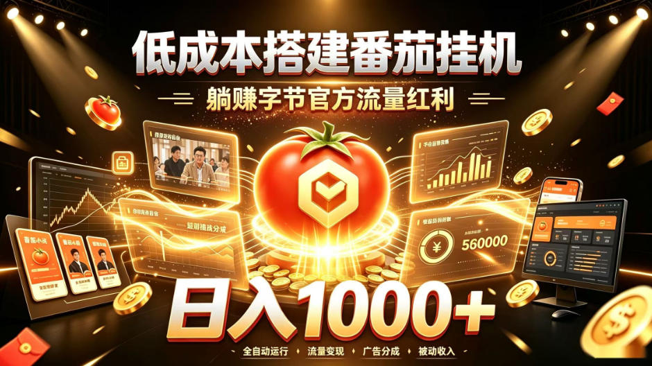 低成本搭建番茄挂G,躺賺字节官方流量红利,日入1k+,全程傻瓜式落地【揭秘】-迦哆网创社
