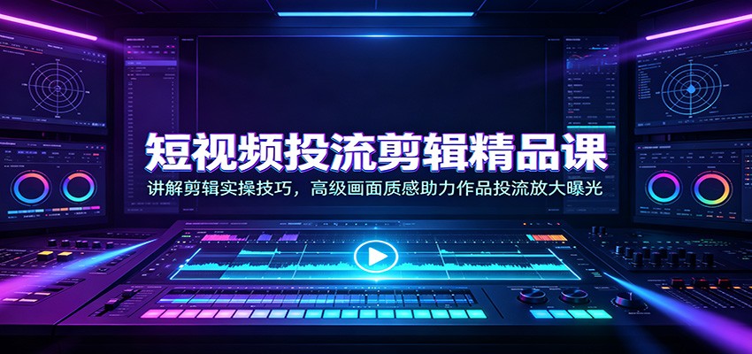 短视频投流剪辑精品课：讲解剪辑实操技巧，高级画面质感助力作品投流放大曝光-迦哆网创社