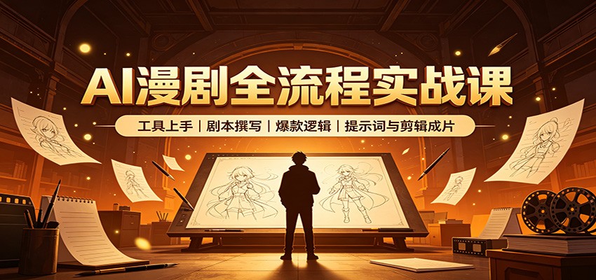 AI漫剧全流程实战课：工具上手、剧本撰写、爆款逻辑、提示词与剪辑成片-迦哆网创社