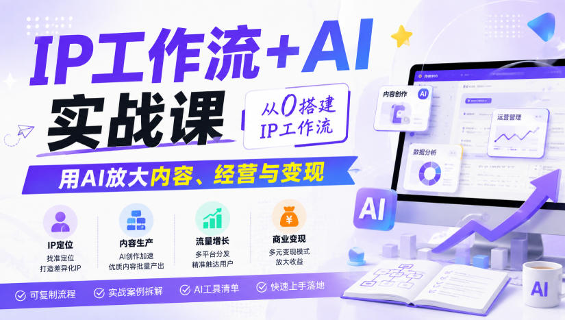 IP工作流+AI实战课,从0搭建IP工作流,用AI放大内容、经营与变现-迦哆网创社