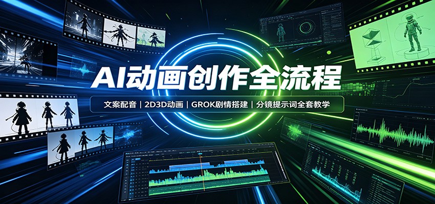 AI动画创作全流程：文案配音，2D3D动画，GROK剧情搭建，分镜提示词全套教学-迦哆网创社